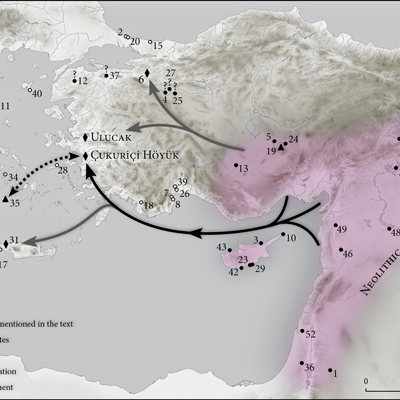 Modell der Ausbreitung des frühen Neolithikums vom Mittleren Osten in den Ägäischen Raum – zu Land und über den Seeweg © OREA/ÖAW