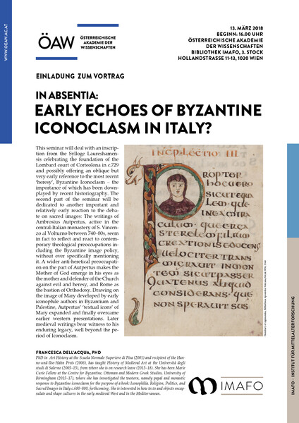 In Absentia: Early Echoes of Byzantine  Iconoclasm in Italy?