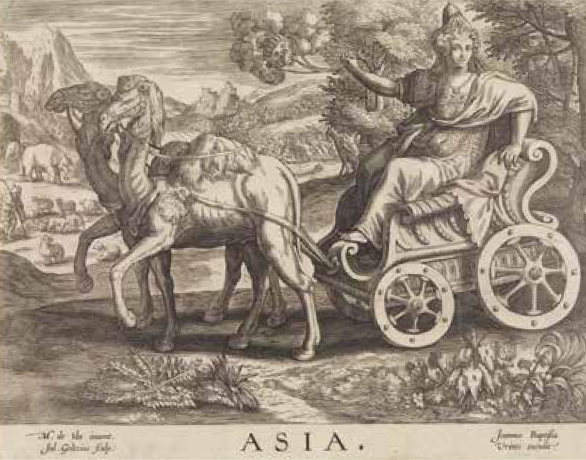 Julius Goltzius, Allegory of Asia, from The Four Continents, ca. 1560–1590, The Elisha Whittelsey Collection, © The Elisha Whittelsey Fund, 1949. Julius Goltzius, Allegory of Asia, from The Four Continents, ca. 1560–1590, The Elisha Whittelsey Collection, © The Elisha Whittelsey Fund, 1949.