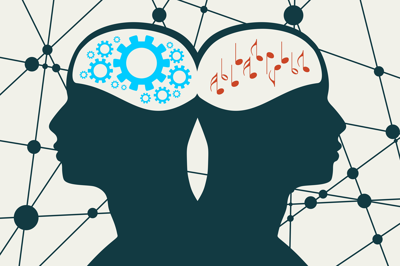Silhouette of two heads
