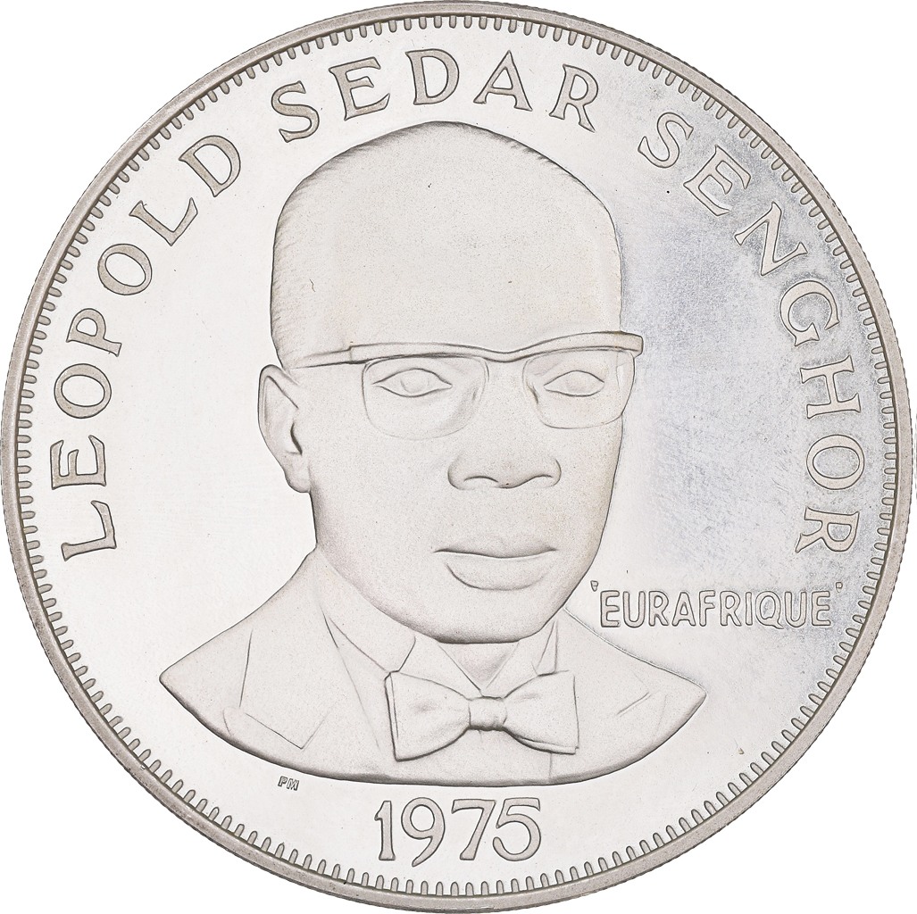 Münze "Senegal Euroafrique" von 1975 mit einem Portrait von Dr. h.c. mult. Léopold Sédar Senghor.