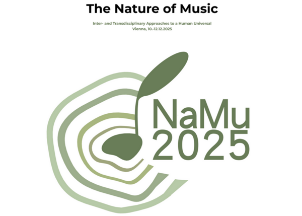 NaMu conference logo depicting a stylized plant that is shaped like a musical note, surrounded by circles.