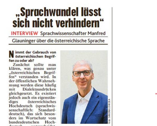 Newspaper Article featuring a photo of Manfred Glauninger
