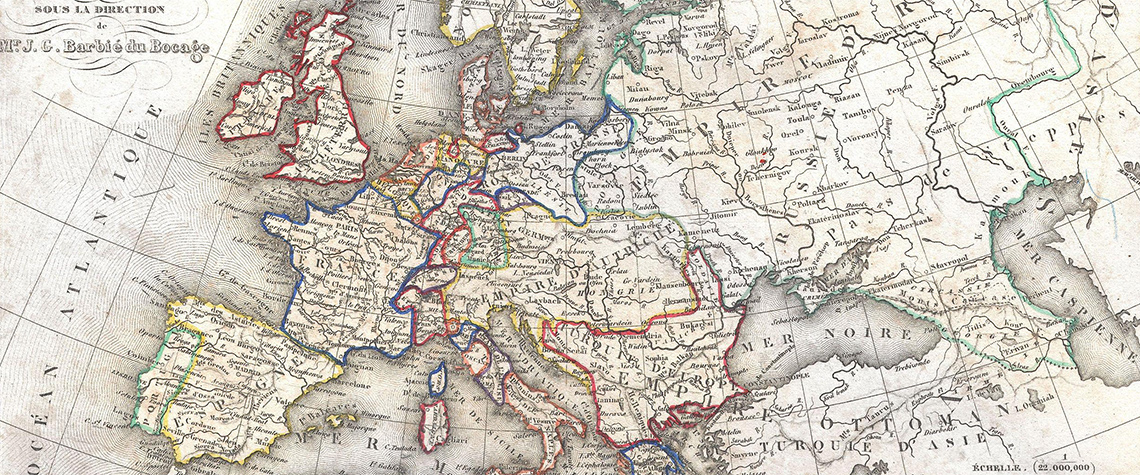 Carte de L'Europe, J. G. Barbie du Bocage. Bild: Wikimedia/Public Domain