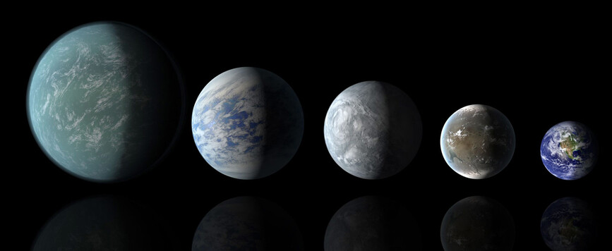 Mini-Neptune in unterschiedlichen möglichen Größen © NASA Ames/JPL-Caltech