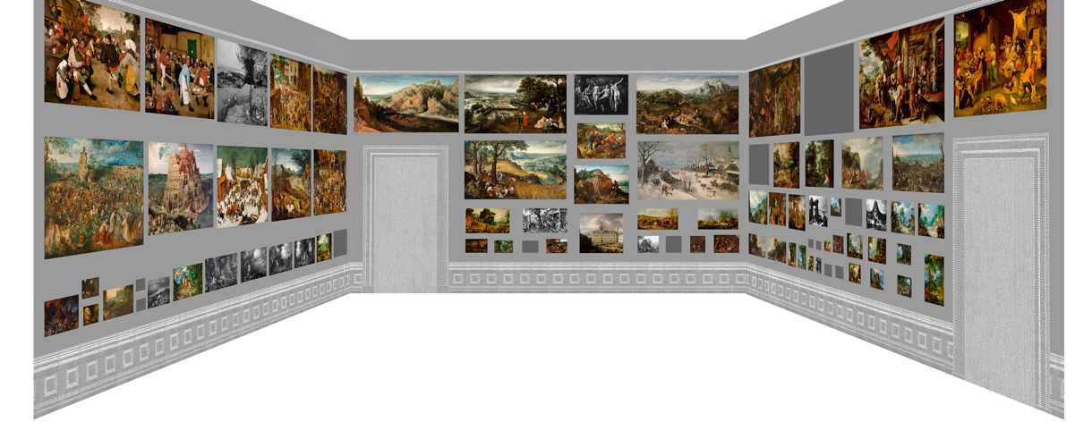 Einblick in das Zimmer mit den alten niederländischen Meistern der kaiserlichen Gemäldegalerie im Oberen Belvedere 1781 © Kunsthistorisches Museum, Rekonstruktion: Nora Fischer