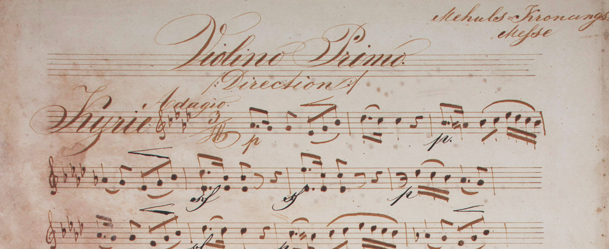 Abschrift der „Messe pour le Sacre de Napoléon“ (Krönungsmesse), die bisher dem französischen Komponisten Etienne-Nicolas Méhul zugeschrieben wurde. © IKM/ÖAW Abschrift der „Messe pour le Sacre de Napoléon“ (Krönungsmesse), die bisher dem französischen Komponisten Etienne-Nicolas Méhul zugeschrieben wurde. © IKM/ÖAW