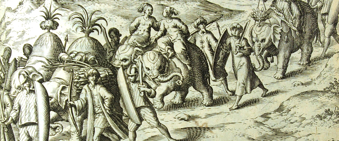 Bild: Elefantenprozession der Königin von Patani/Johann de Bry Bild: Elefantenprozession der Königin von Patani/Johann de Bry