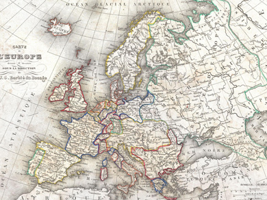 Carte de L'Europe, J. G. Barbie du Bocage. Bild: Wikimedia/Public Domain