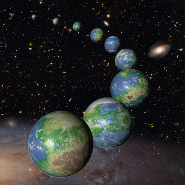 Künstlerische Annäherung an die Genese erdähnliche Planeten im evolvierenden Universum. © Wikimedia/CC/ESA/Hubble