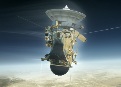 Der Eintritt von Cassini in die Atmosphäre des Gasplaneten Saturn (© NASA/JPL-Caltech)