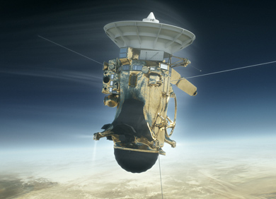 Der Eintritt von Cassini in die Atmosphäre des Gasplaneten Saturn (© NASA/JPL-Caltech) Der Eintritt von Cassini in die Atmosphäre des Gasplaneten Saturn (© NASA/JPL-Caltech)