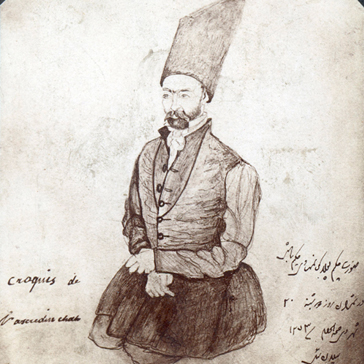 Jakob E. Polak, nach einer Zeichnung v. Nassr-Eddin Schah © Wikimedia/Public Domain