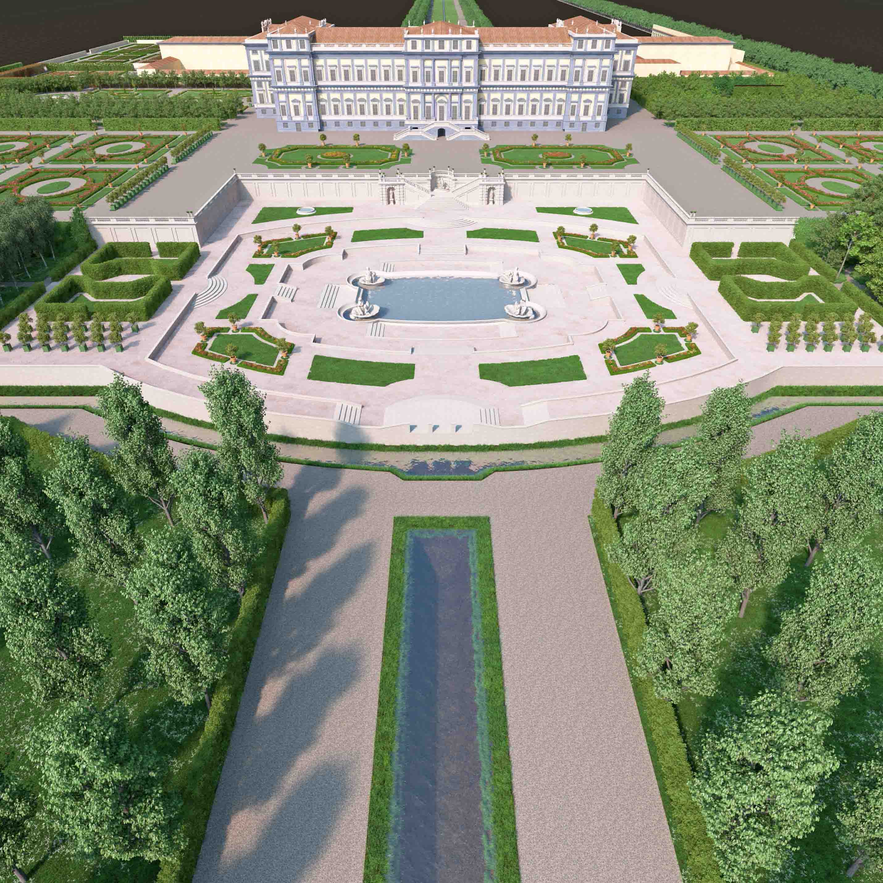 Erzherzogliche Gärten von Monza, Rekonstruktion der östlichen Parterres © Guido Bazzotti