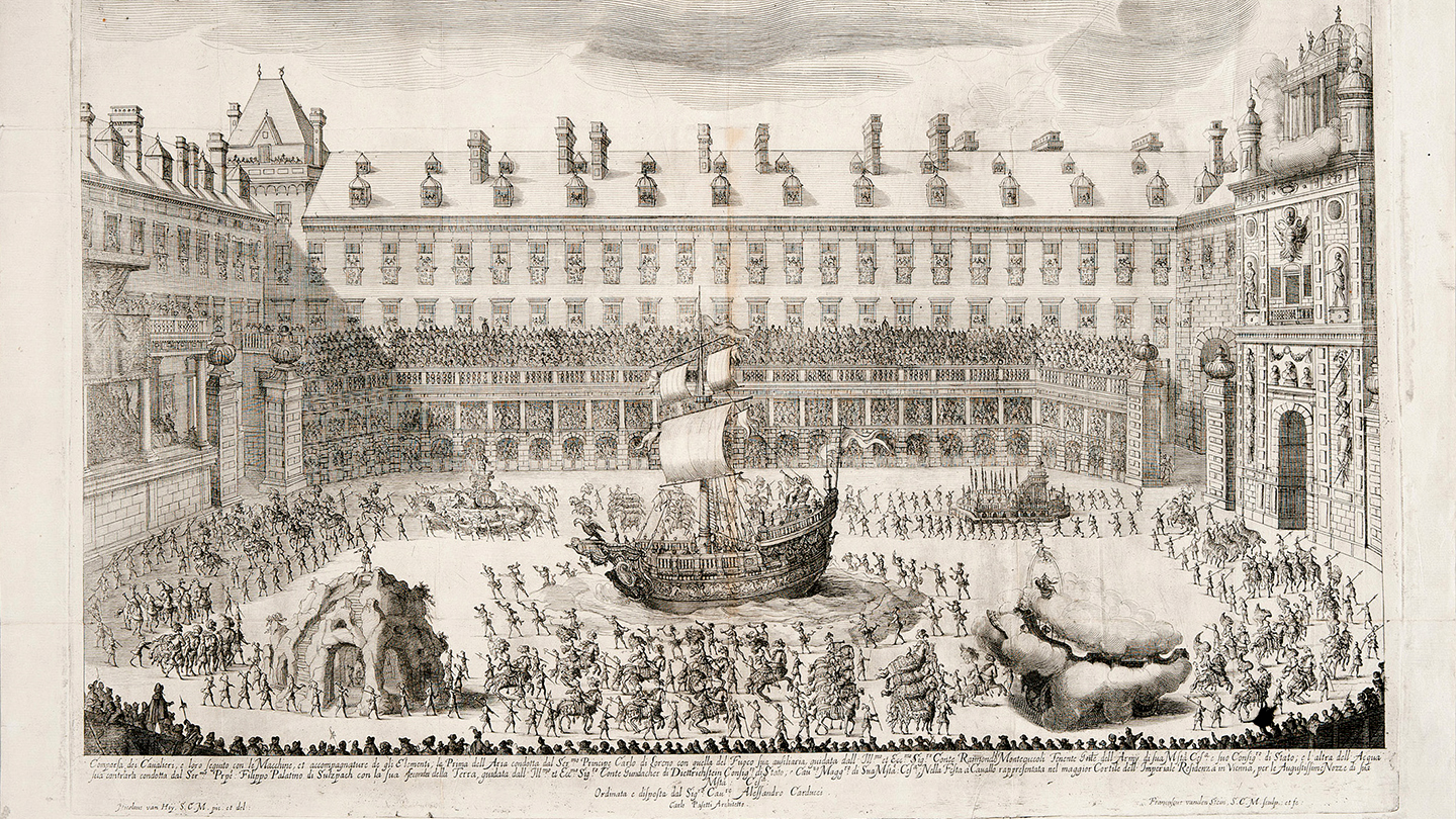 Kupferstich des Wiener Rossballetts im Jahr 1667
