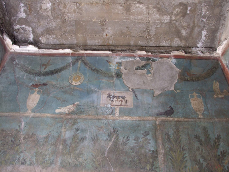 Detail einer Wandmalerei in der Casa dei Cubicoli Floreali in Pompeji © Jackie und Bob Dunn / CC-BY-SA-NC