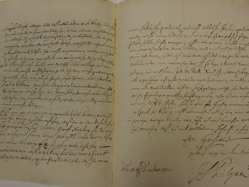 Brief von Johann Siegmund Pilgram an Ernst Salomon Cyprian (1725) © FB Gotha, Chart A. 429, 394f.Brief von Johann Siegmund Pilgram an Ernst Salomon Cyprian (1725) © FB Gotha, Chart A. 429, 394f.