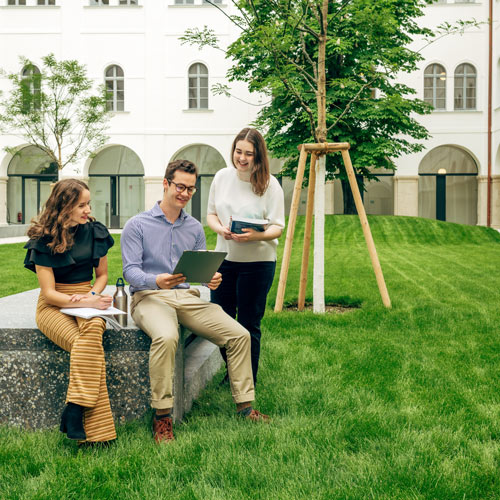 Der neu gestaltete Arkadenhof inmitten des Campus Akademie. © Klaus Pichler/ÖAW