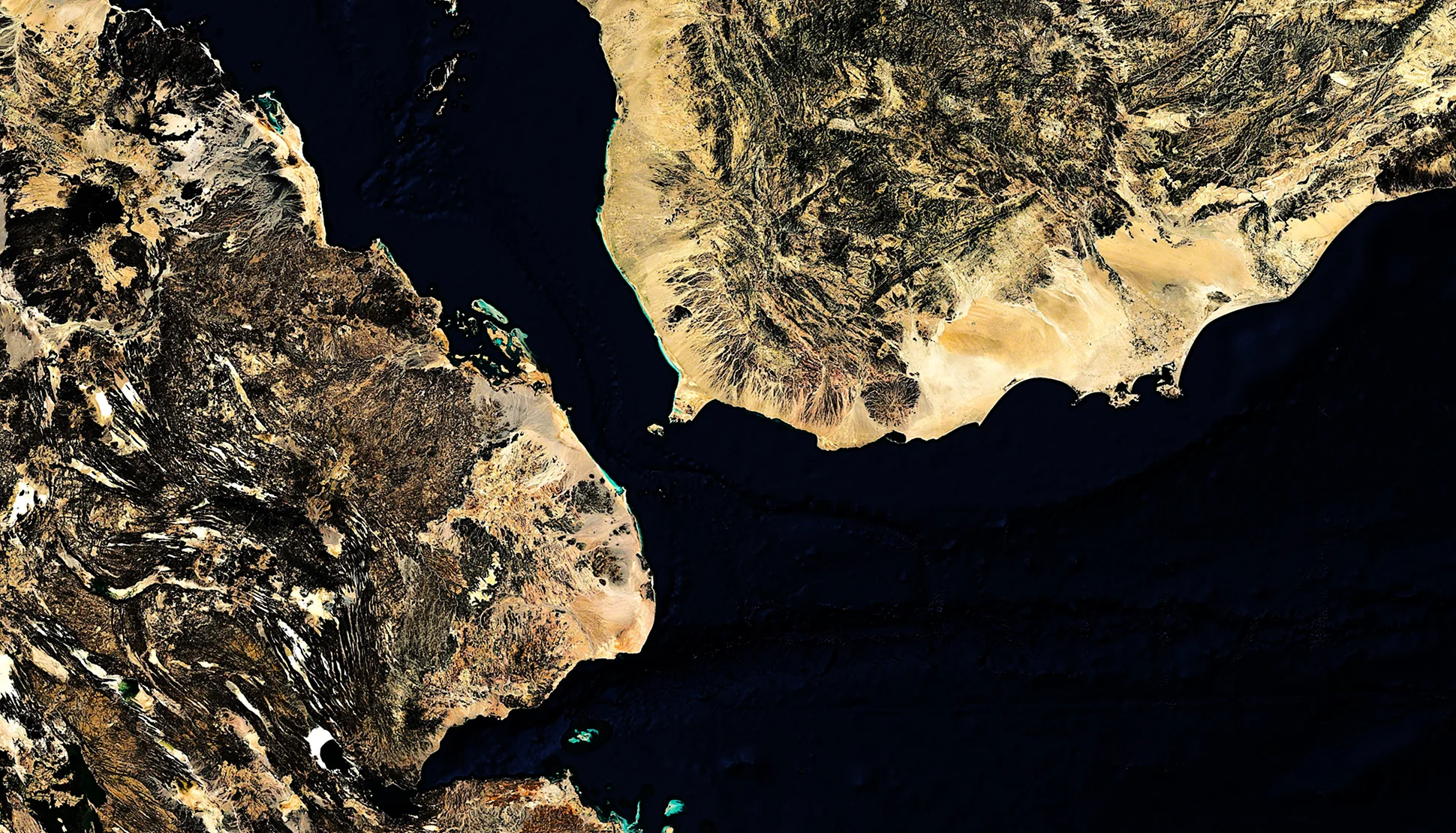 Satellitenbild von der Meeresenge im Süden des Jemen