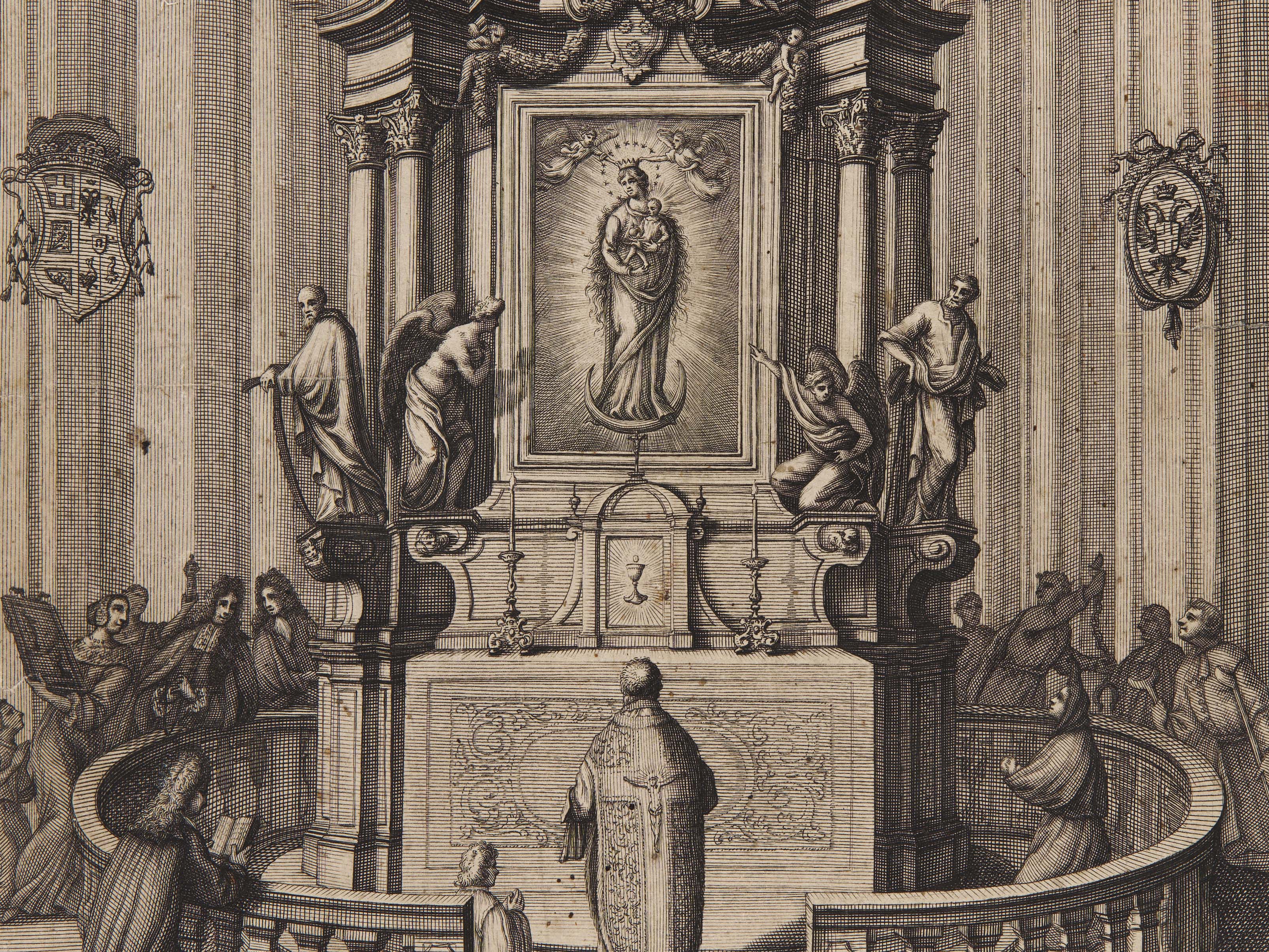 Ausschnitt aus: Jakob Wilhelm Heckenauer, Ansicht des Frauenaltars im Wiener Stephansdom, um 1698