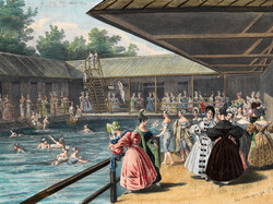 © Franz Wolf, Erste Damen-Schwimmschule in Wien, kol. Lithografie, 1833, Wien Museum © Franz Wolf, Erste Damen-Schwimmschule in Wien, kol. Lithografie, 1833, Wien Museum