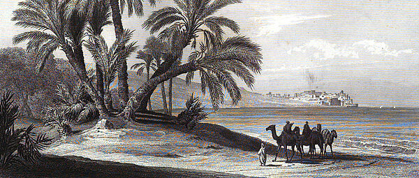 Historische Ansicht von Jaffa aus dem Buch: „Bilder aus dem Orient“ von August Löffler und Moritz Busch, Triest: 1864 © ÖNB