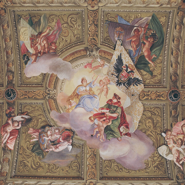 Antonio Beduzzi, Deckenfresko des großen Saals im niederösterreichischen Landhaus (Palais Niederösterreich), Detail, 1710/1711 © Herbert Karner, 2018, ÖAW/IKM