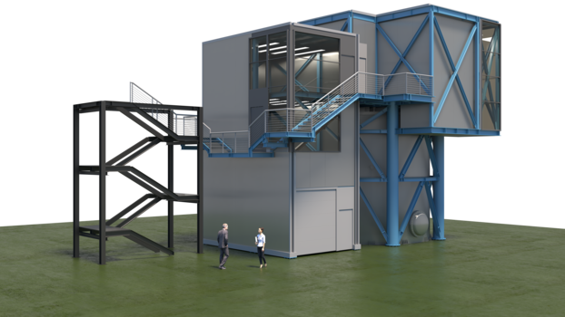 Das CAD-Modell zeigt den künftigen Aufbau des COSINUS-Experiments, das im Gran-Sasso-Untergrund-Labor eingerichtet wird. Kernstück ist ein 7 Meter hoher Wassertank (u. re.), in dem sich die Detektoren aus Natriumiodid befinden. Das CAD-Modell zeigt den künftigen Aufbau des COSINUS-Experiments, das im Gran-Sasso-Untergrund-Labor eingerichtet wird. Kernstück ist ein 7 Meter hoher Wassertank (u. re.), in dem sich die Detektoren aus Natriumiodid befinden.