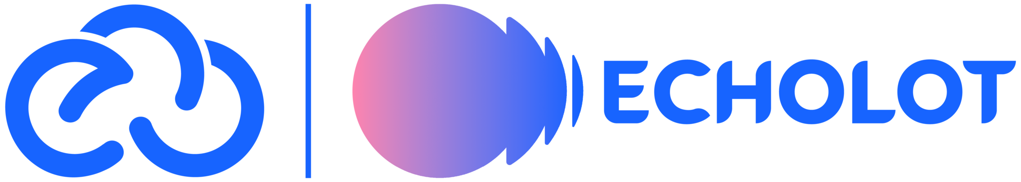 The logo of the ECHOES-project, the blue outlines of a cloud, right next to the ECHOLOT-project logo, which consists of a circle with a gradient going from pink to blue that has a symbolic representation of sonar waves next to it.