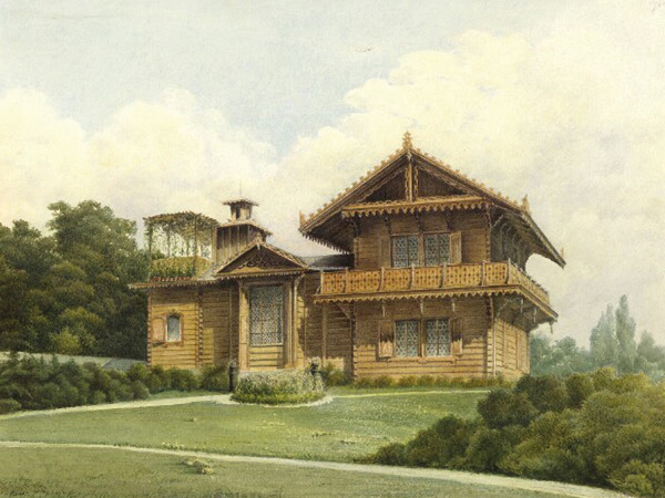 Villa Maxing, von Erzherzog Ferdinand Maximlian im Schweizerhaus- bzw. Tiroler Stil entworfenes Sommerhaus in der Nähe von Schloss Schönbrunn, 1854 © ÖNB