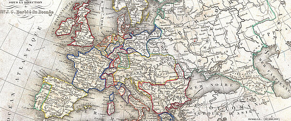 Carte de L'Europe, J. G. Barbie du Bocage. Bild: Wikimedia/Public Domain Carte de L'Europe, J. G. Barbie du Bocage. Bild: Wikimedia/Public Domain