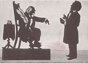 Silhouette caricature by Otto Böhler of Eduard Hanslick and Richard Wagner