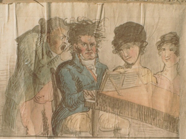 Beethoven am Flügel, mit Antonio Salieri, Anna Maria Erdödy und Dorothea von Ertmann © Beethoven-Haus Bonn