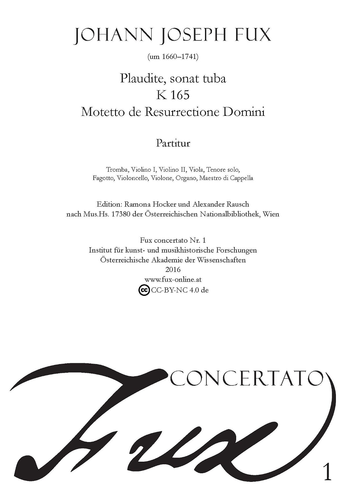 Flyer of a Johann Joseph Fux concert