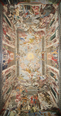 Abraham Godyn, Triumph des katholischen Glaubens (1693), Hauptsaal von Schloss Troja, Prag Abraham Godyn, Triumph des katholischen Glaubens (1693), Hauptsaal von Schloss Troja, Prag