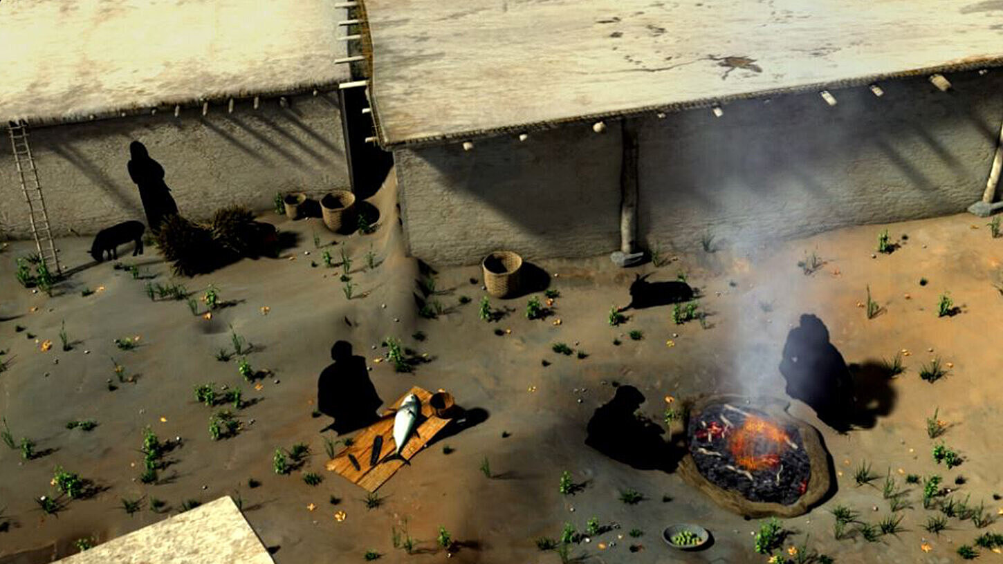 Diese Illustration zeigt den Fundort Çukuriçi Höyük bei Ephesos in der Türkei. Dort dürften sich vor 6.700 Jahren Menschen angesiedelt haben, die die sesshafte Lebensweise von Vorderasien nach Europa brachten. Diese Illustration zeigt den Fundort Çukuriçi Höyük bei Ephesos in der Türkei. Dort dürften sich vor 6.700 Jahren Menschen angesiedelt haben, die die sesshafte Lebensweise von Vorderasien nach Europa brachten.