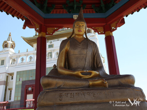 The statue of Acharya Shantideva at “The Golden Abode of Buddha Shakyamuni” temple in Elista
