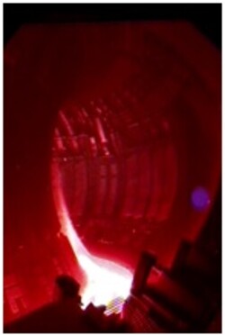 photo of the first plasma after the installation of the ITER-like wall in JET
