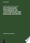 Dictionnaire historique de l'anthroponymie romane (PatRom) : : Présentation d'un projet /