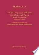 Iranian languages and texts from Iran and Turan : Ronald E. Emmerick memorial volume