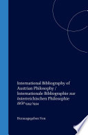 International Bibliography of Austrian Philosophy / Internationale Bibliographie zur österreichischen Philosophie : : IBÖP 1993/1994 /