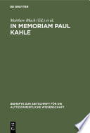 In Memoriam Paul Kahle /