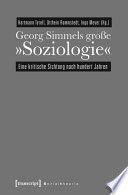 Georg Simmels große »Soziologie« : : Eine kritische Sichtung nach hundert Jahren /