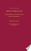 Manu's code of law : a critical edition and translation of the Mānava-Dharmásāstra