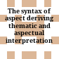 The syntax of aspect : deriving thematic and aspectual interpretation /