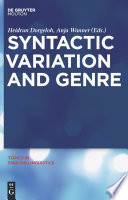 Syntactic Variation and Genre /