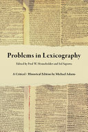 Problems in Lexicography : : A Critical / Historical Edition /