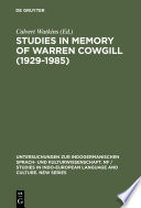 Studies in Memory of Warren Cowgill (1929-1985) : : Papers from the Fourth East Coast Indo-European Conference Cornell University, June 6-9, 1985 /
