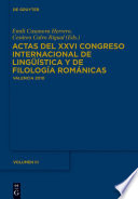 Actas del XXVI Congreso Internacional de Lingüística y de Filología Románicas : : 6–11 septiembre 2010, Valencia.