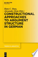 Constructional Approaches to Syntactic Structures in German /